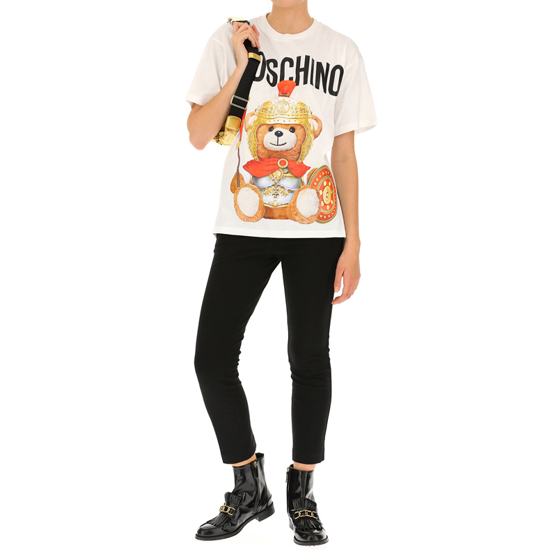 Moschino 莫斯奇诺 女士米白色罗马泰迪熊T恤 EV0703-5527-2002-912商品第2张图片规格展示