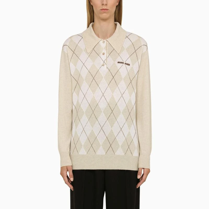 商品Miu Miu|Natural cashmere polo shirt,价格¥10671,第1张图片