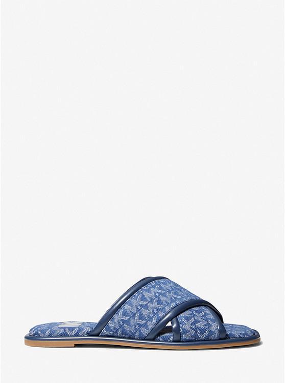 商品Michael Kors|Gideon Denim Logo Jacquard Slide Sandal,价格¥511,第4张图片详细描述