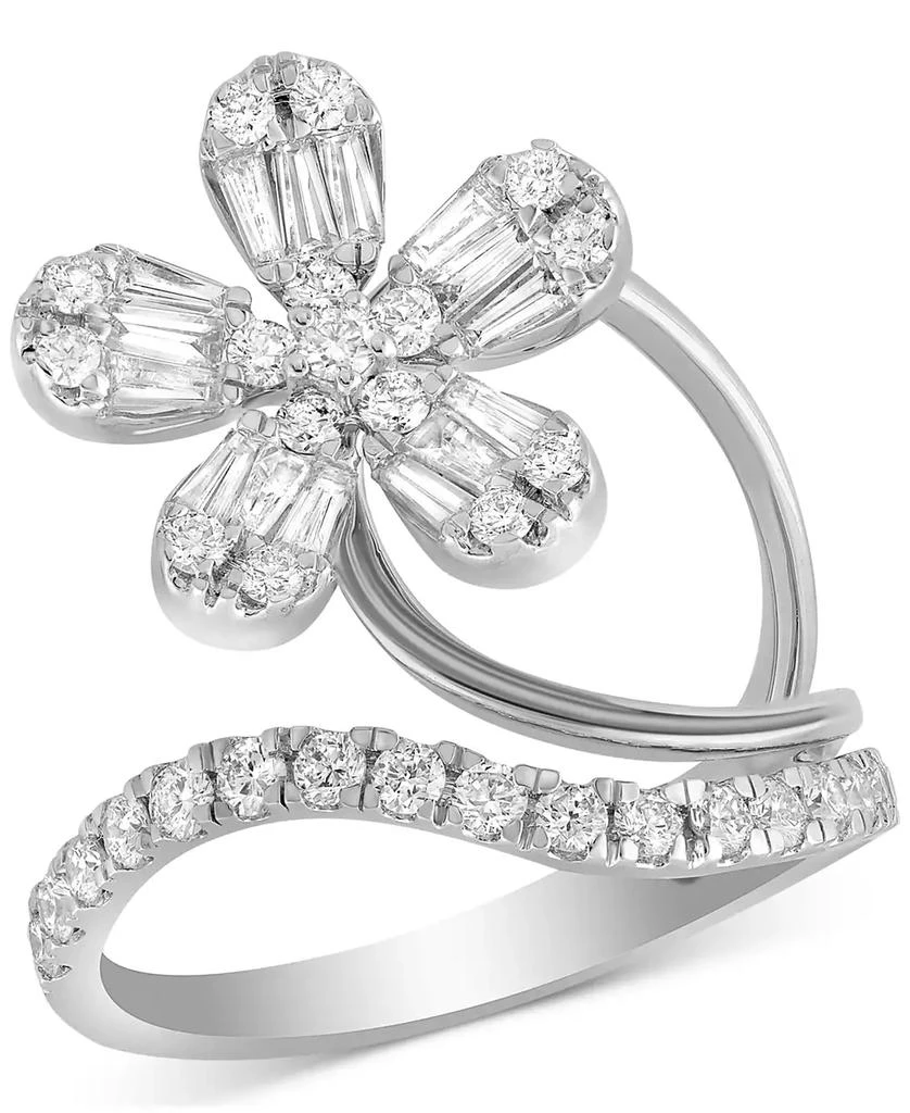 商品Macy's|Diamond Round & Baguette Flower Statement Ring (1 ct. t.w.) in 14k White Gold,价格¥9872,第1张图片