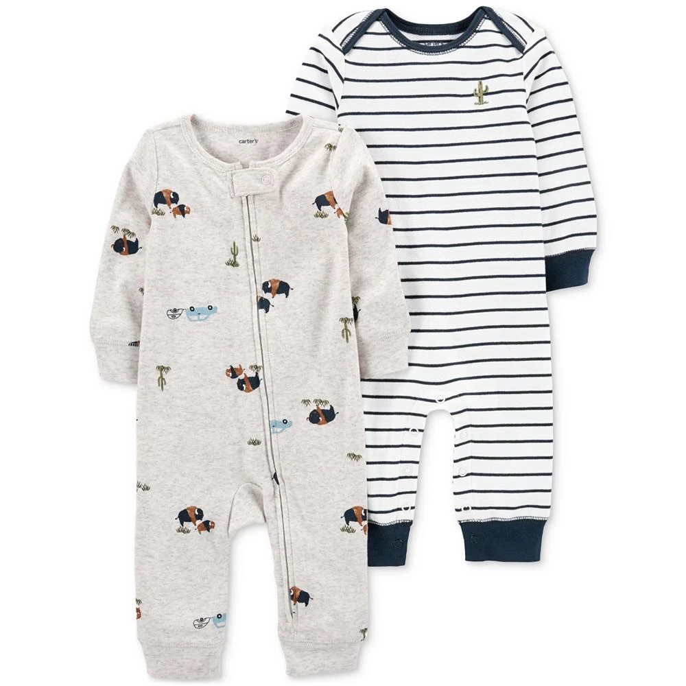 商品Carter's|Baby Boys Printed Cotton Jumpsuits, Pack of 2,价格¥59,第1张图片