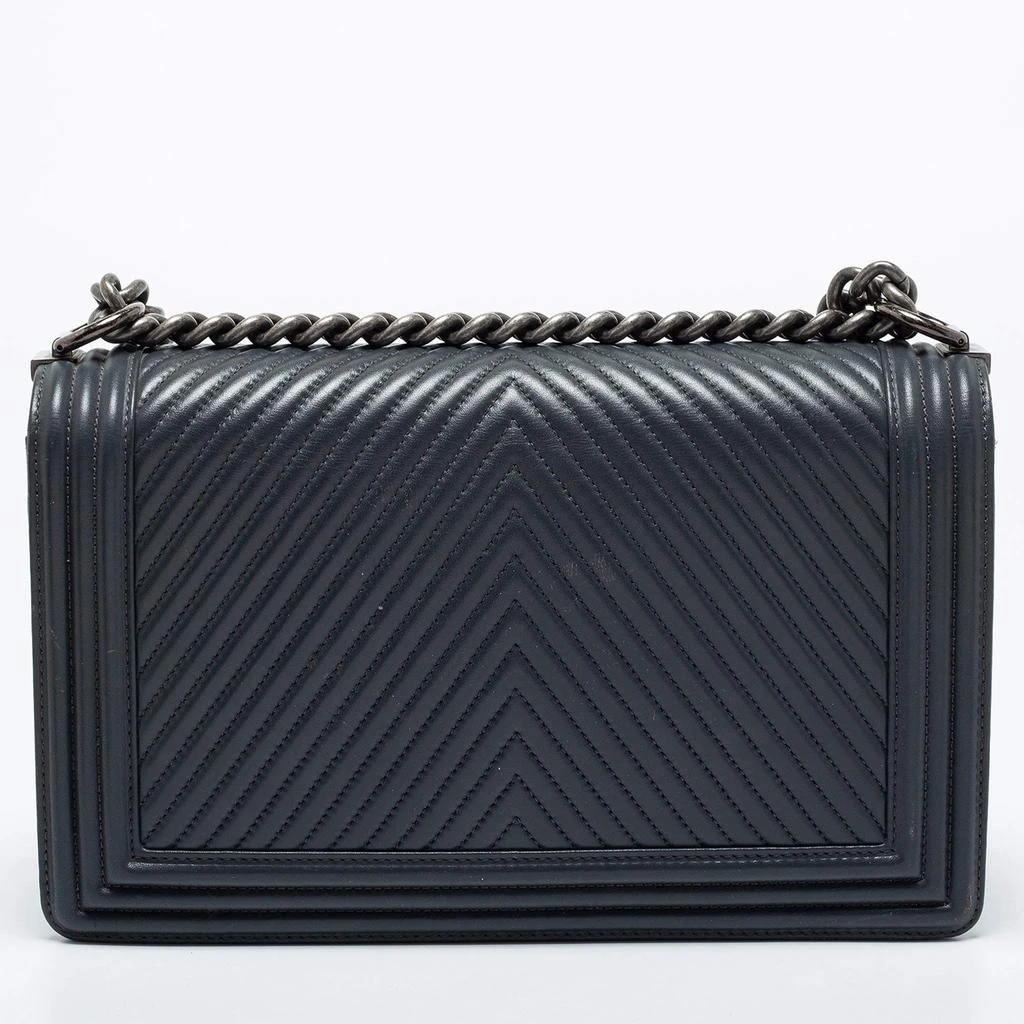 商品[二手商品] Chanel|Chanel Dark Grey Chevron Leather Large Boy Shoulder Bag,价格¥22219,第4张图片详细描述