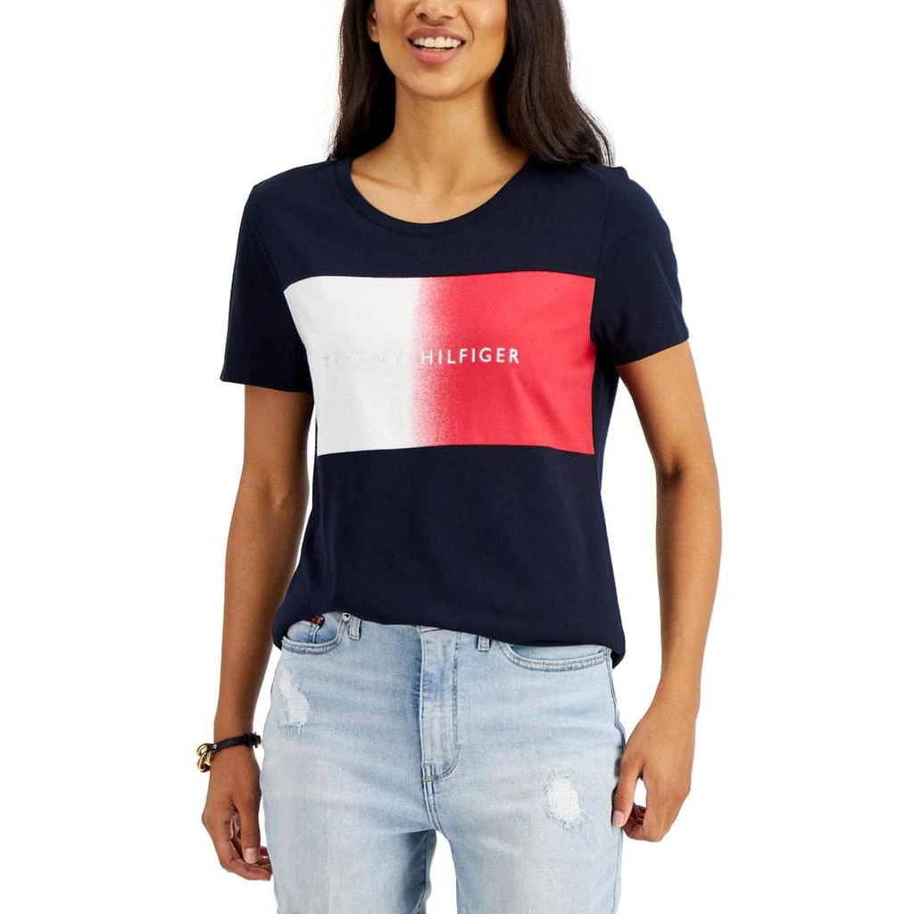 商品Tommy Hilfiger|Tommy Hilfiger Womens Ombre Cotton T-Shirt,价格¥107,第1张图片