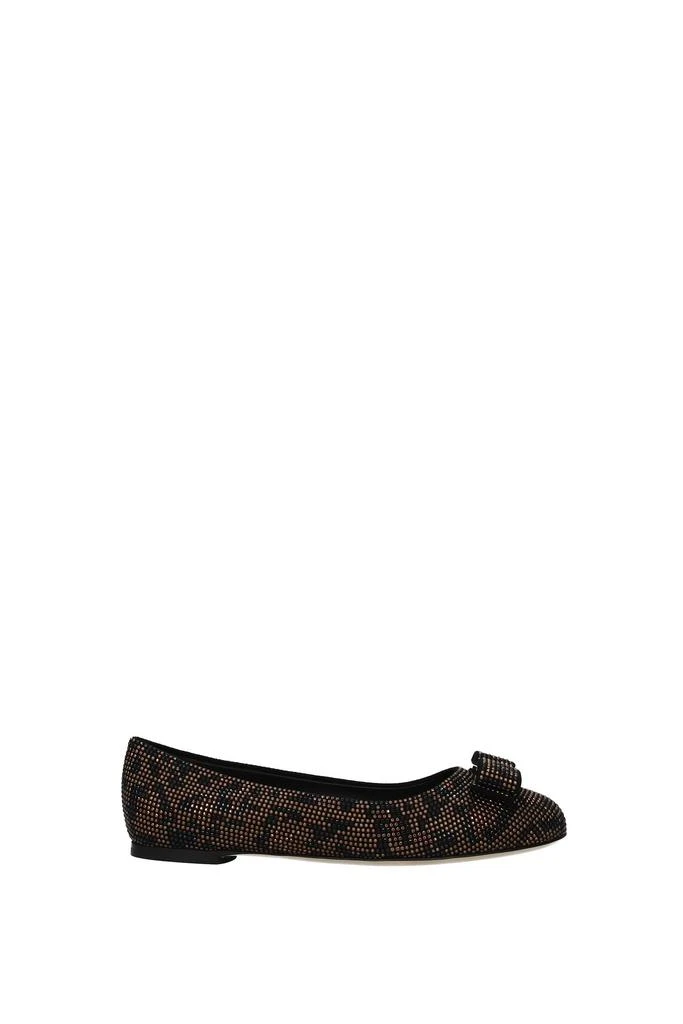 商品Salvatore Ferragamo|Ballet flats Suede Black Bronze,价格¥2429,第1张图片