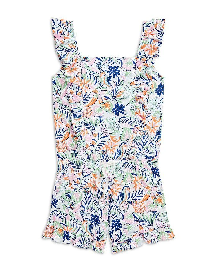 商品Ralph Lauren|Girls' Tropical Print Ruffled Cotton Romper - Little Kid, Big Kid,价格¥146,第1张图片