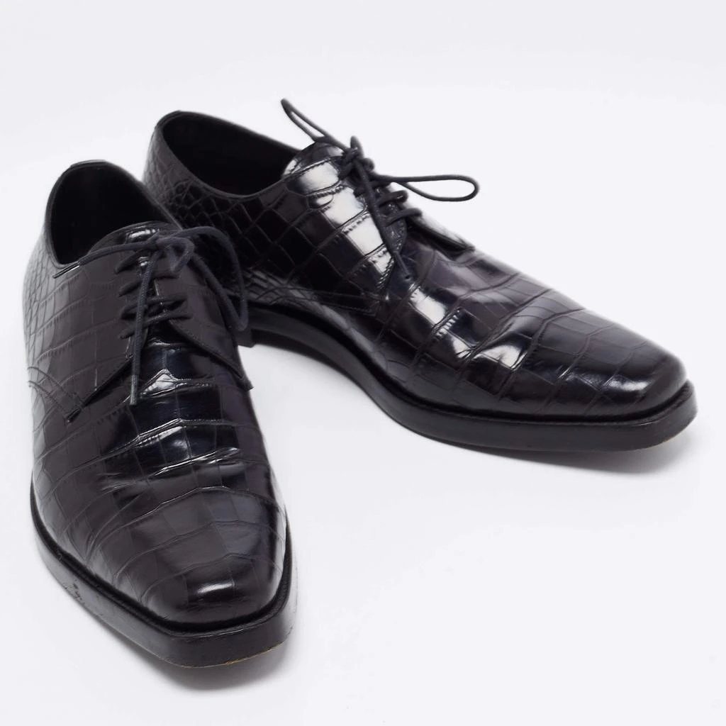 商品[二手商品] Prada|Prada Black Croc Embossed Leather Derby Size 40.5,价格¥2152,第4张图片详细描述