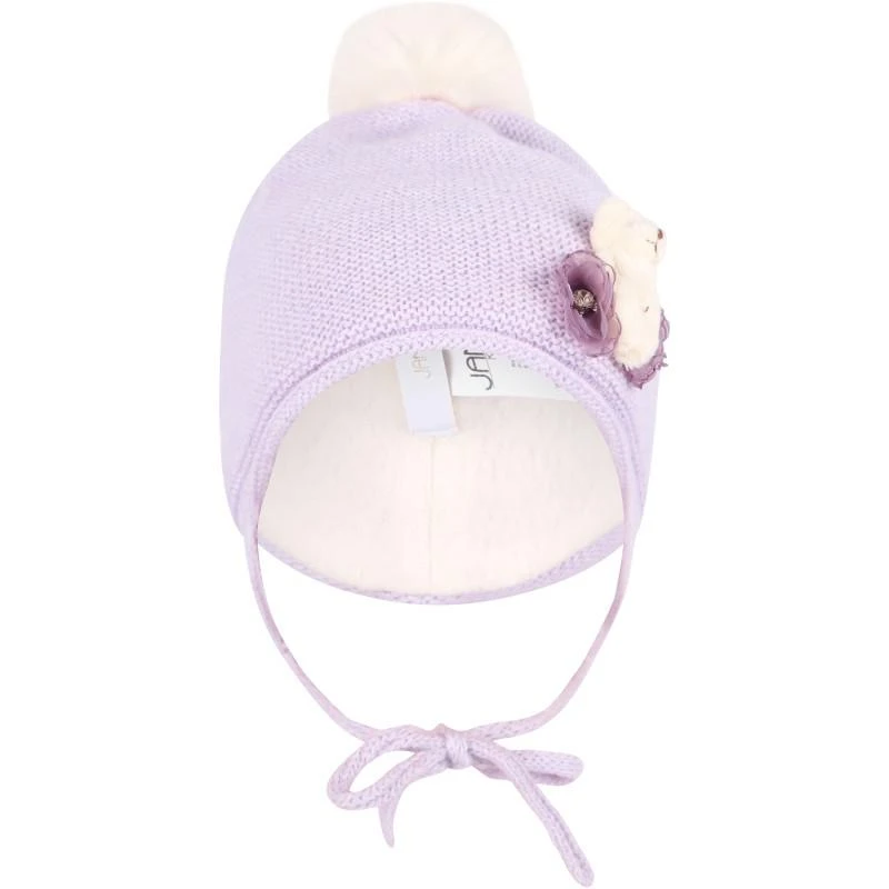 商品Jamiks|Knitted baby hat with pom pom and applique flowers in purple,价格¥361,第2张图片详细描述