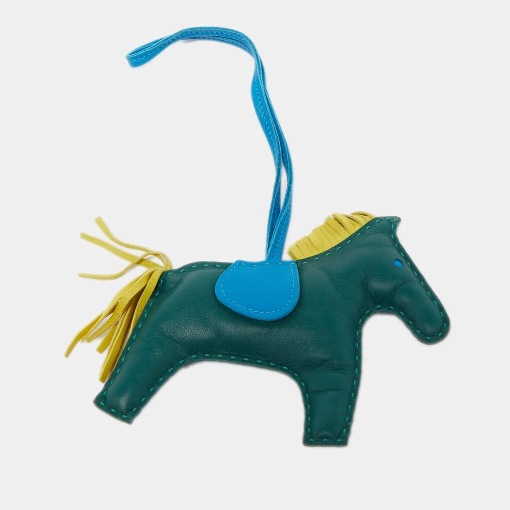 商品[二手商品] Hermes|Hermes Malachite/Bleu Zanzibar/Lime Leather Rodeo Grigri Bag Charm GM,价格¥4311,第2张图片详细描述