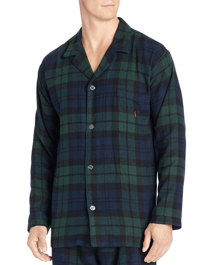 商品Ralph Lauren|Black Watch Plaid Flannel Pajama Top,价格¥419,第1张图片