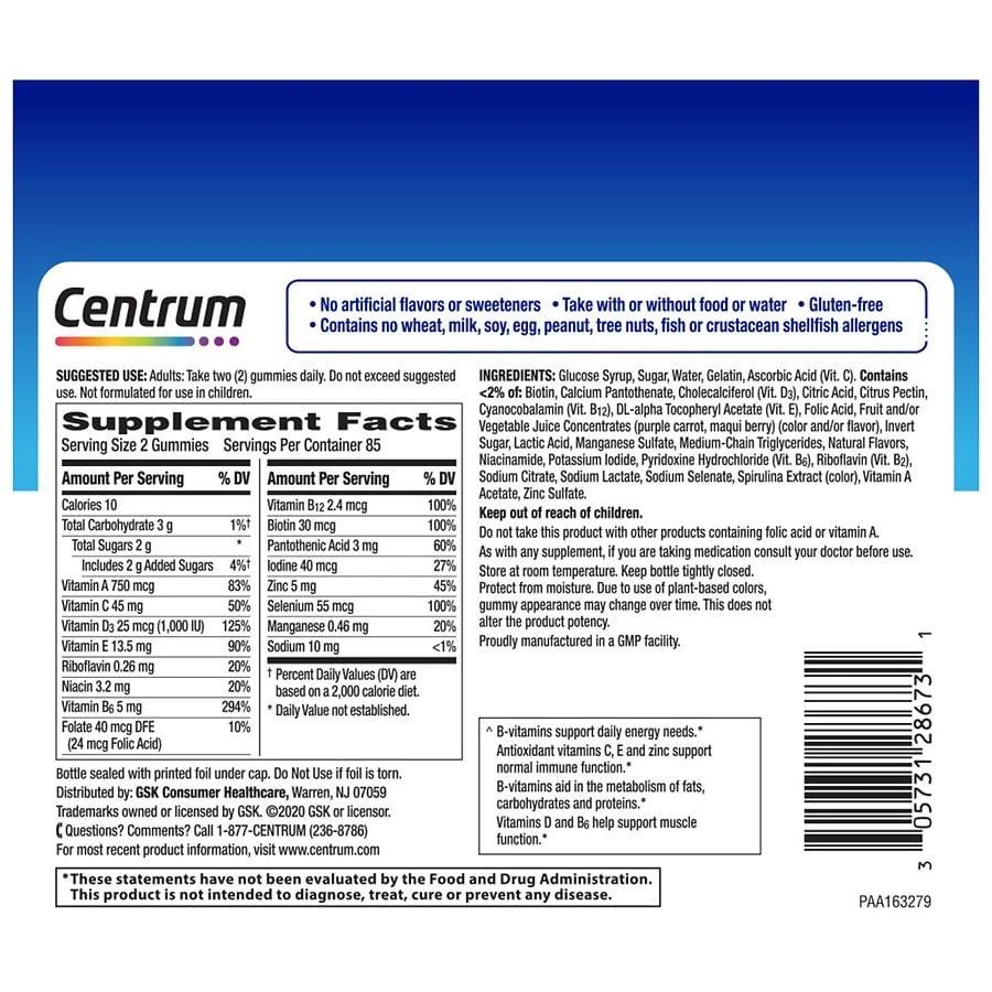 商品Centrum|男性多维软糖水果味,价格¥169,第3张图片详细描述