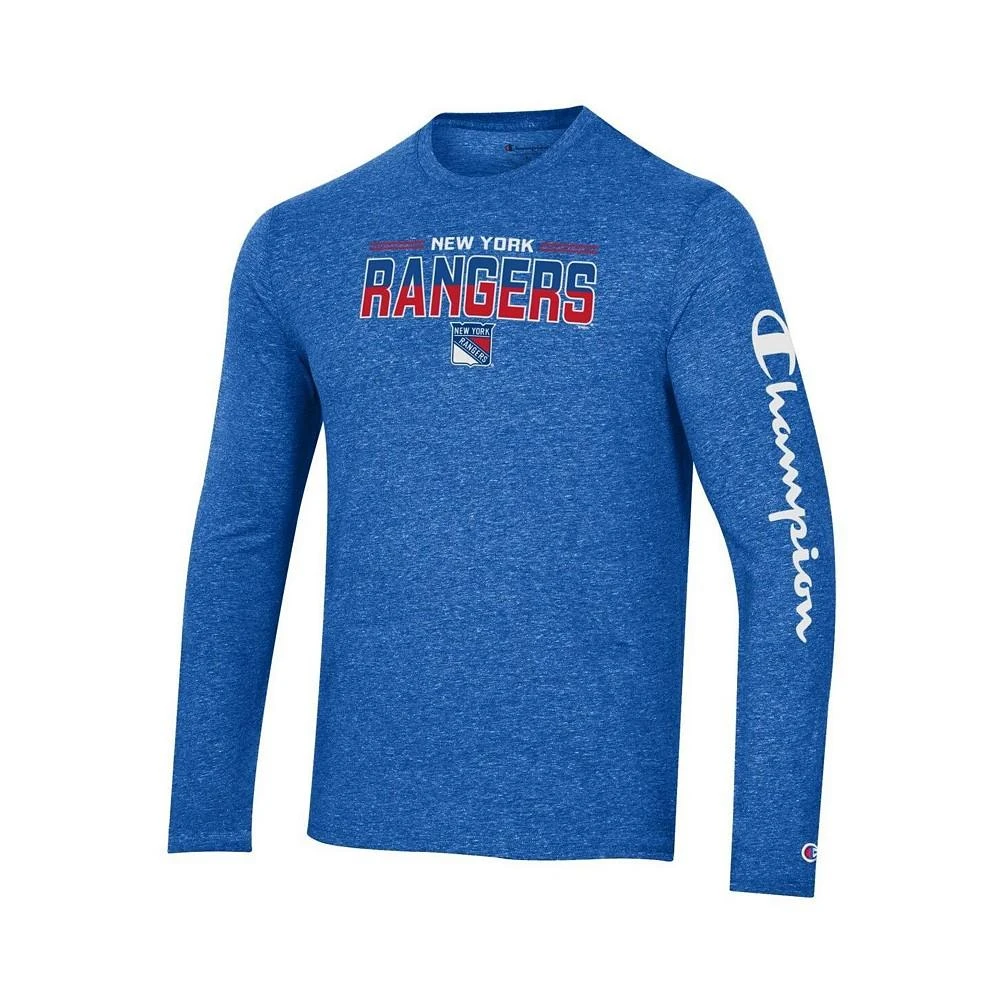 商品CHAMPION|Men's Heather Royal New York Rangers Tri-Blend Long Sleeve T-shirt,价格¥236,第3张图片详细描述