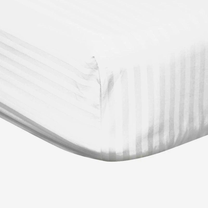 商品Belledorm|Belledorm 540 Thread Count Satin Stripe Fitted Sheet (White) (Twin) (Twin) (UK Single) TWIN,价格¥411,第1张图片