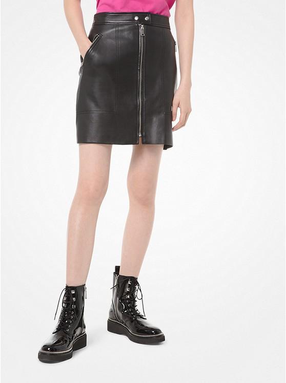商品Michael Kors|Leather Moto Skirt,价格¥1468,第1张图片