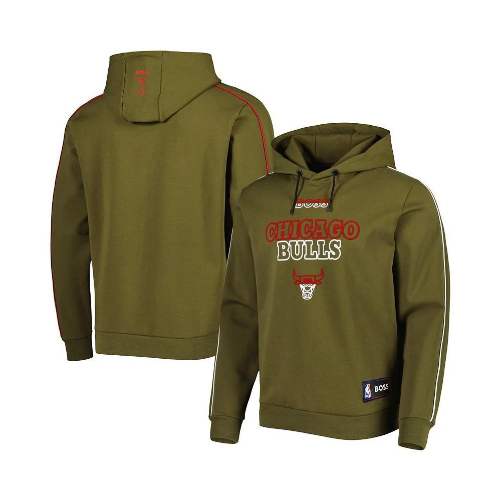 商品Hugo Boss|Men's NBA x Olive Chicago Bulls Team Bounce Tri-Blend Pullover Hoodie,价格¥1471,第1张图片