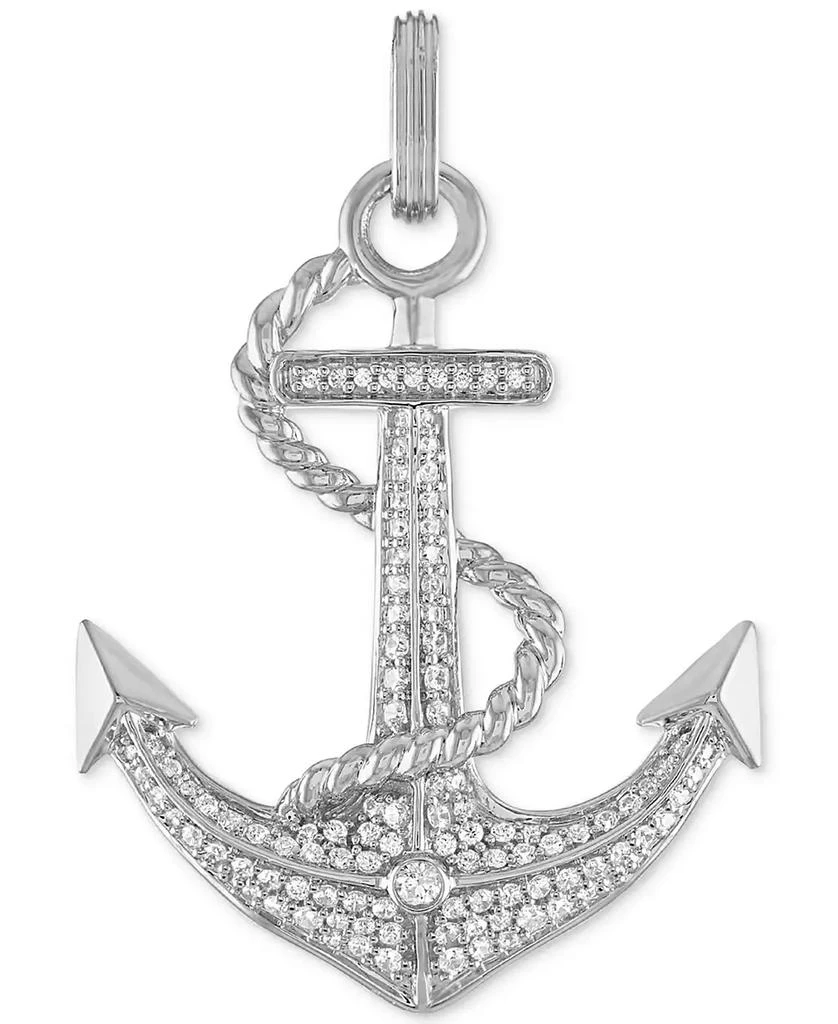 商品Esquire Men's Jewelry|Cubic Zirconia Anchor Pendant in Sterling Silver, Created for Macy's,价格¥1076,第1张图片