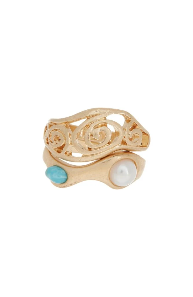 商品Melrose and Market|Set of 2 Imitation Pearl & Scroll Rings,价格¥24,第1张图片