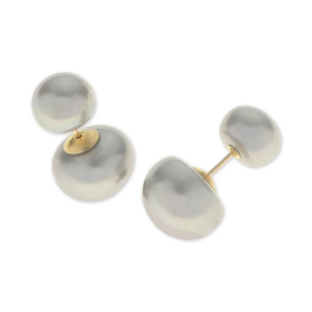 商品Macy's|Dyed Gray Cultured Freshwater Pearl (8 & 12mm) Front and Back Earrings in 14k Gold,价格¥1127,第1张图片