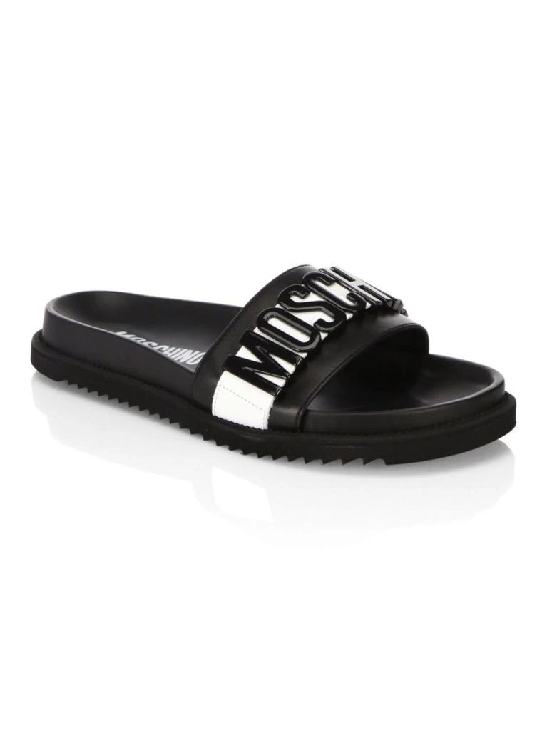 商品Moschino|Logo Slide Leather Sandals,价格¥2961,第2张图片详细描述