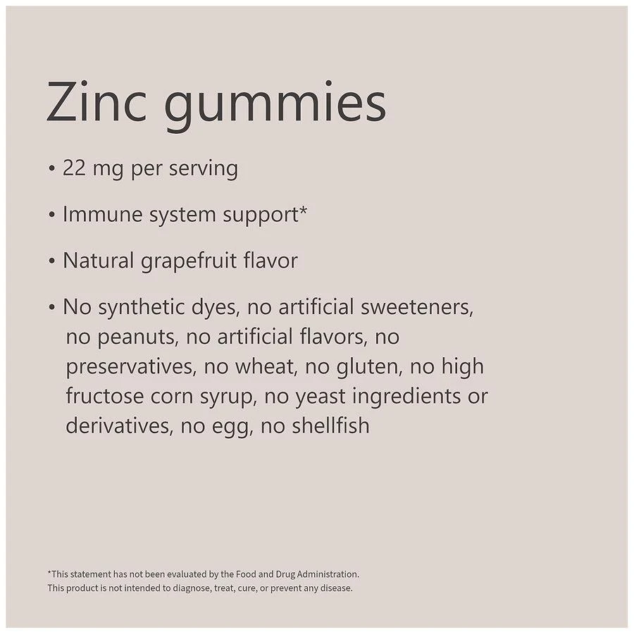 Zinc 22 mg Gummies (35 days) Natural Grapefruit 商品