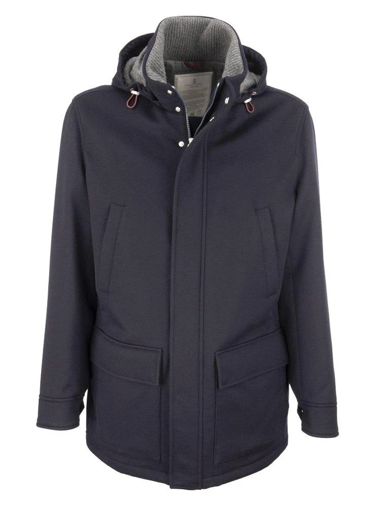商品Brunello Cucinelli|Brunello Cucinelli High-Collar Pocket Detail Hooded Jacket,价格¥26932,第1张图片