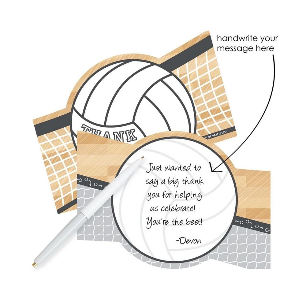 商品Big Dot of Happiness|Bump, Set, Spike - Volleyball Party Shaped Thank You Cards with Envelopes 12 Ct,价格¥127,第2张图片详细描述