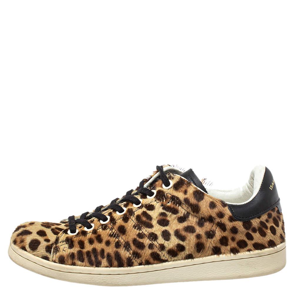 Isabel Marant Brown/Black Leopard Print Pony Hair And Leather Sneakers Size 36商品第2张图片规格展示