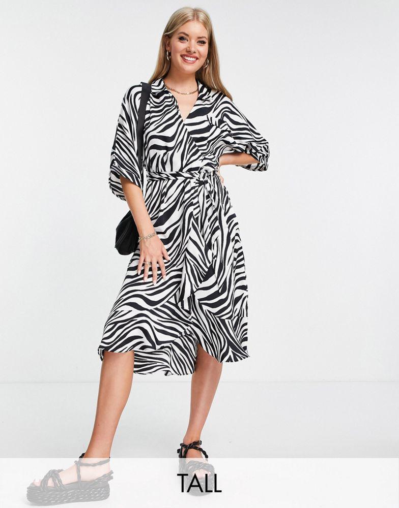 Topshop Tall zebra print shirt dress商品第1张图片规格展示