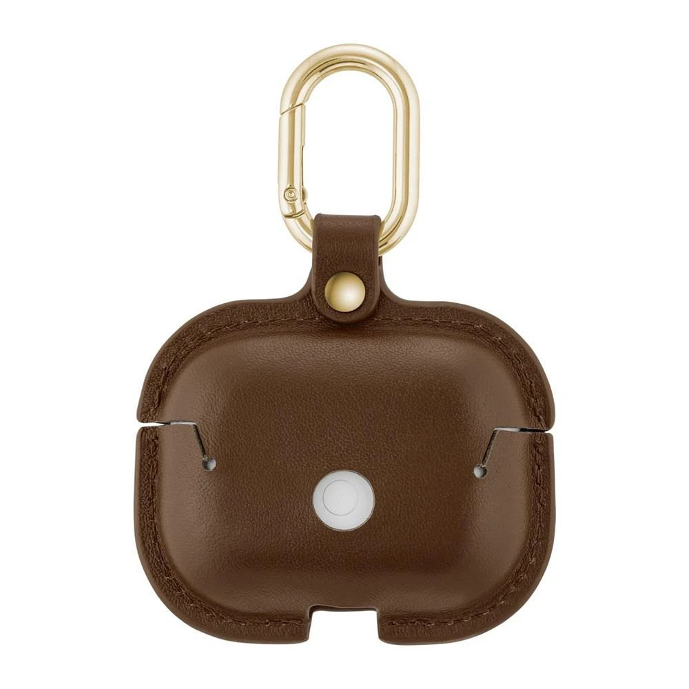 商品WITHit|Brown Leather Apple AirPods Case with Gold-Tone Snap Closure and Carabiner Clip,价格¥183,第2张图片详细描述