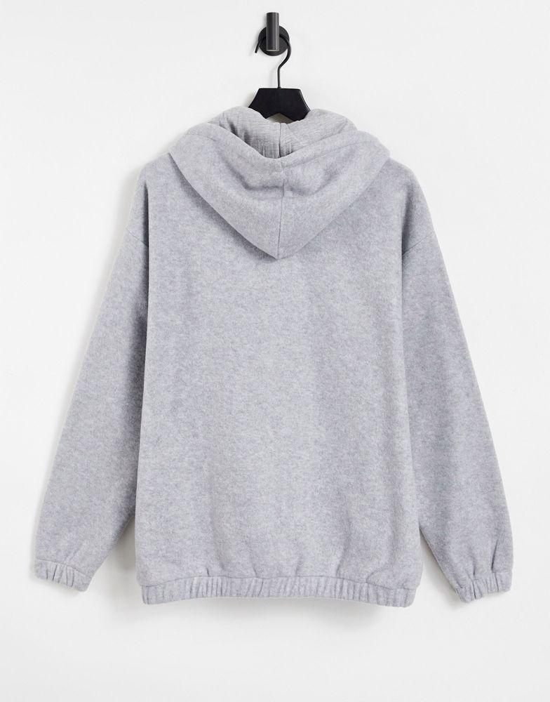 ASOS DESIGN oversized polar fleece hoodie in grey marl商品第2张图片规格展示