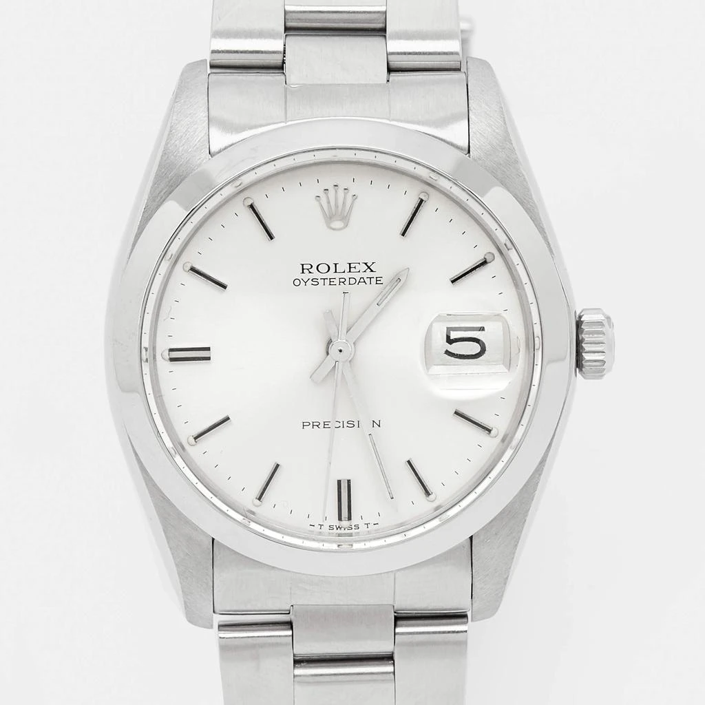 商品[二手商品] Rolex|Rolex Silver Stainless Steel Oyster Date Precision 6694 Men's Wristwatch 35 mm,价格¥25580,第3张图片详细描述