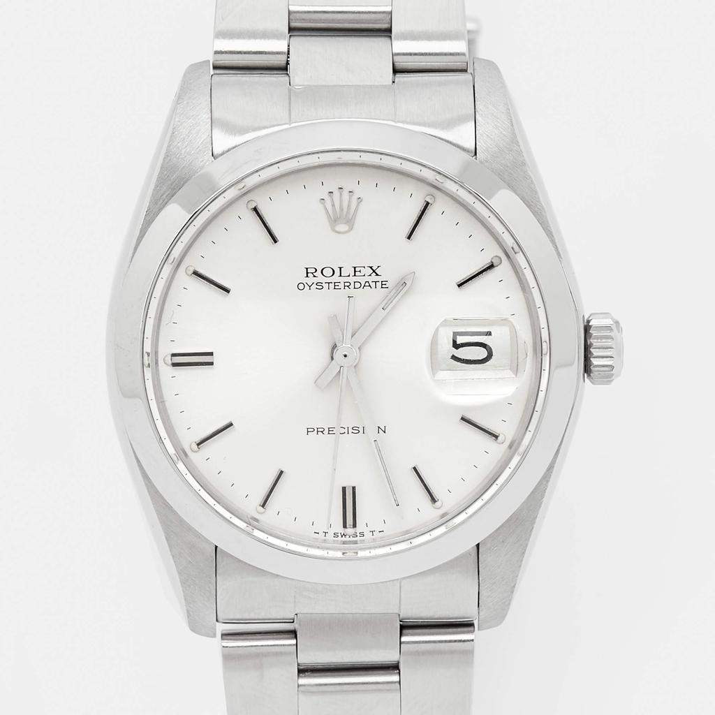 商品[二手商品] Rolex|Rolex Silver Stainless Steel Oyster Date Precision 6694 Men's Wristwatch 35 mm,价格¥24374,第5张图片详细描述