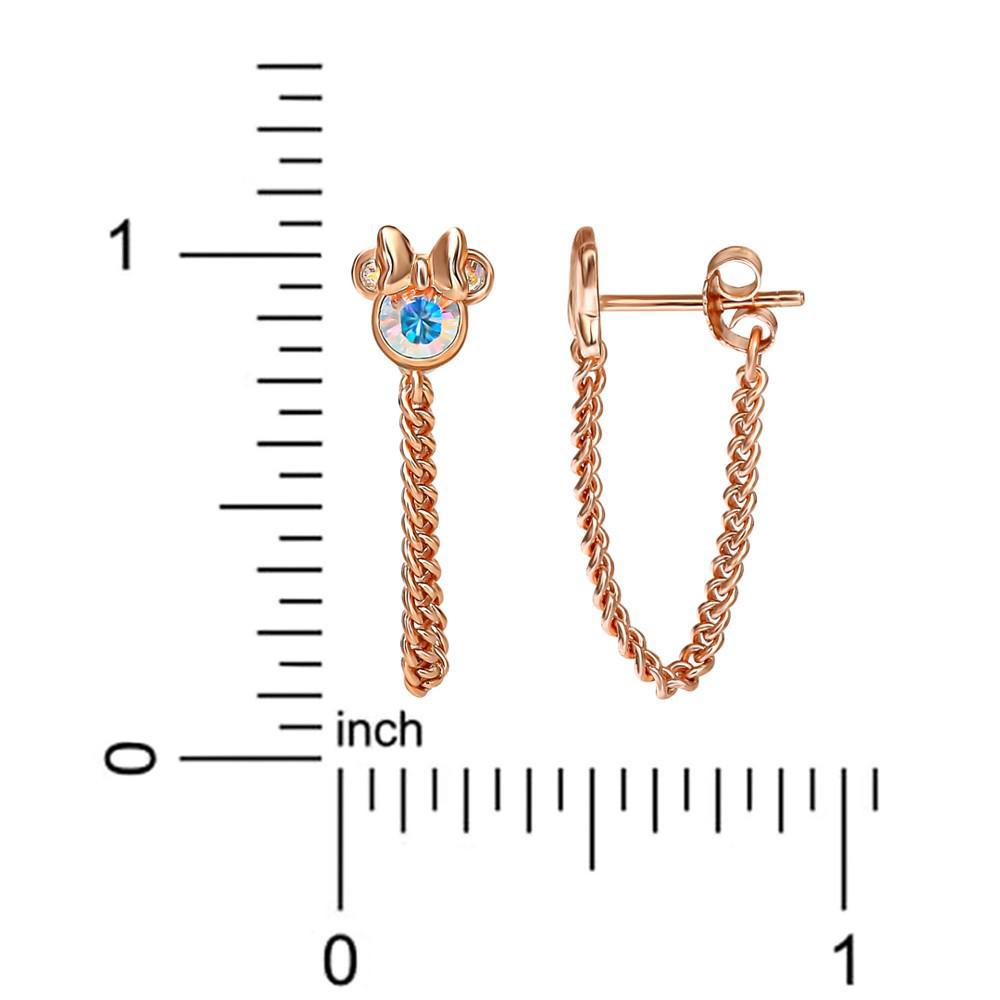 商品Disney|Crystal Minnie Mouse & Bow Mismatch Front to Back Chain Drop Earrings in 18k Rose Gold-Plated Sterling Silver,价格¥554,第6张图片详细描述