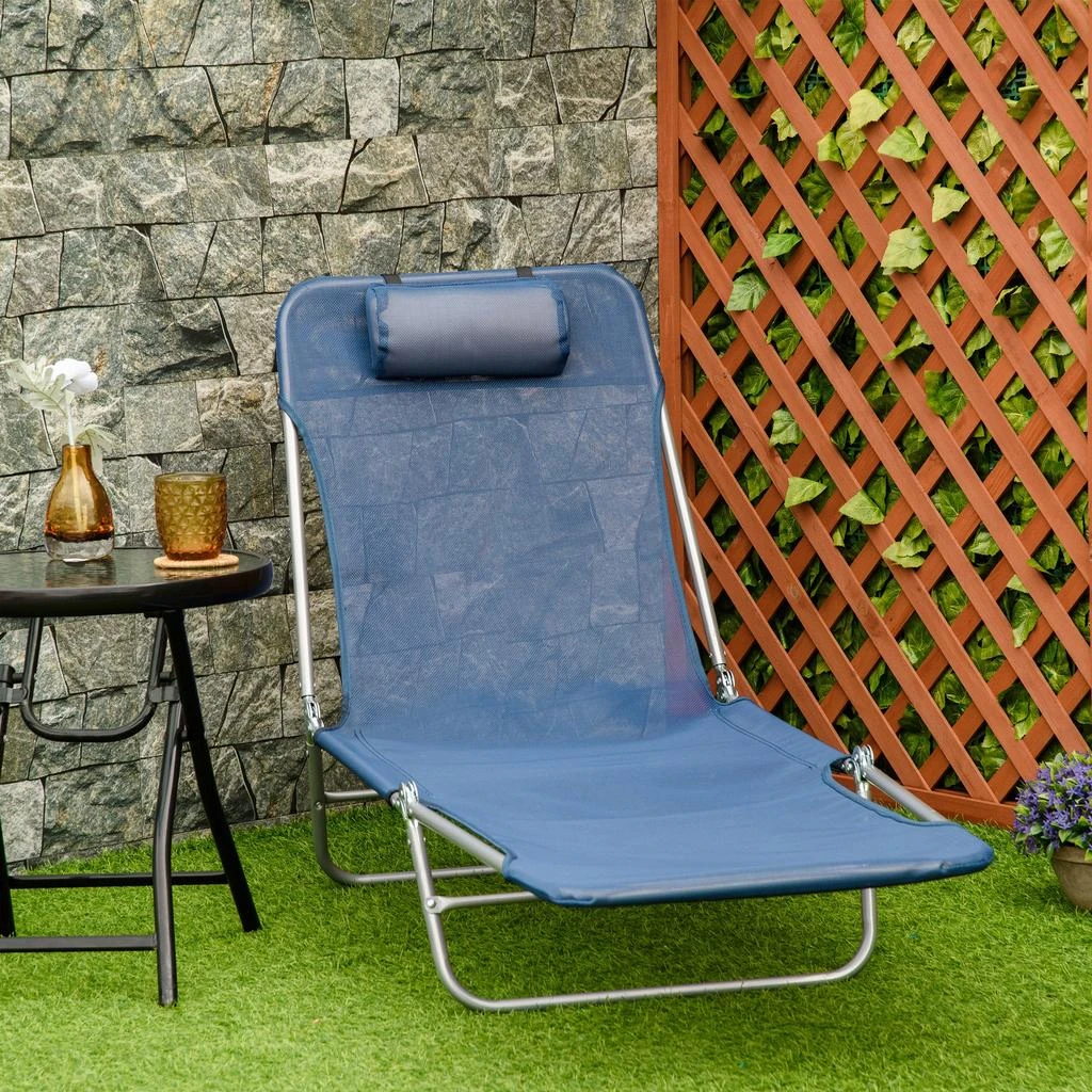 商品Streamdale Furniture|Streamdale Blue Folding Chaise Lounge Chair with 6 Reclining Positions,价格¥947,第3张图片详细描述