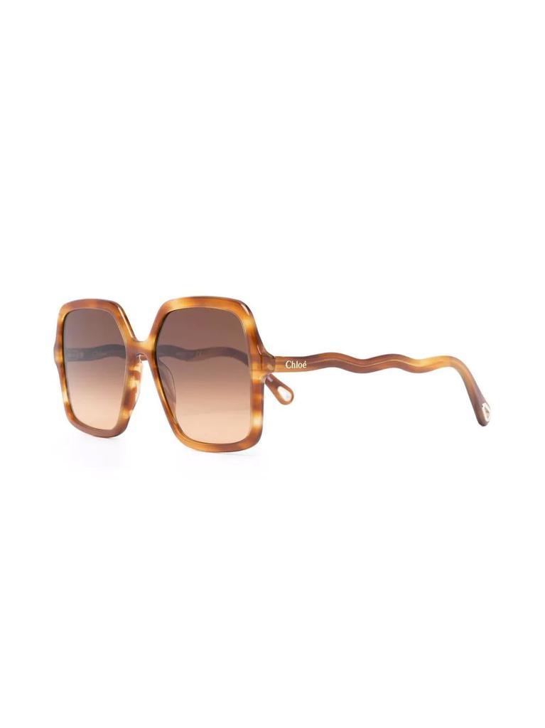 商品Chloé|Large Square Tortoise Wave Arm Sunglasses,价格¥2174,第4张图片详细描述