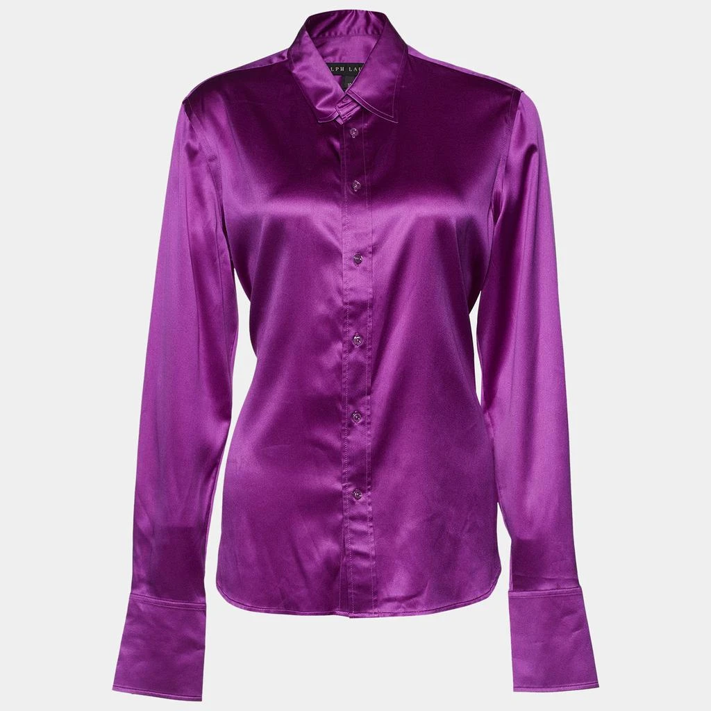 商品[二手商品] Ralph Lauren|Ralph Lauren Purple Satin Silk Button Front Shirt L,价格¥808,第1张图片