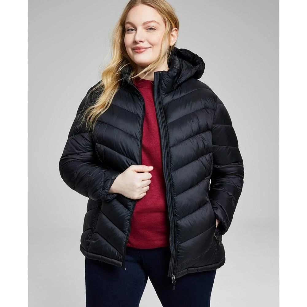 商品Charter Club|Women's Plus Size Hooded Packable Puffer Coat, Created for Macy's,价格¥620,第1张图片