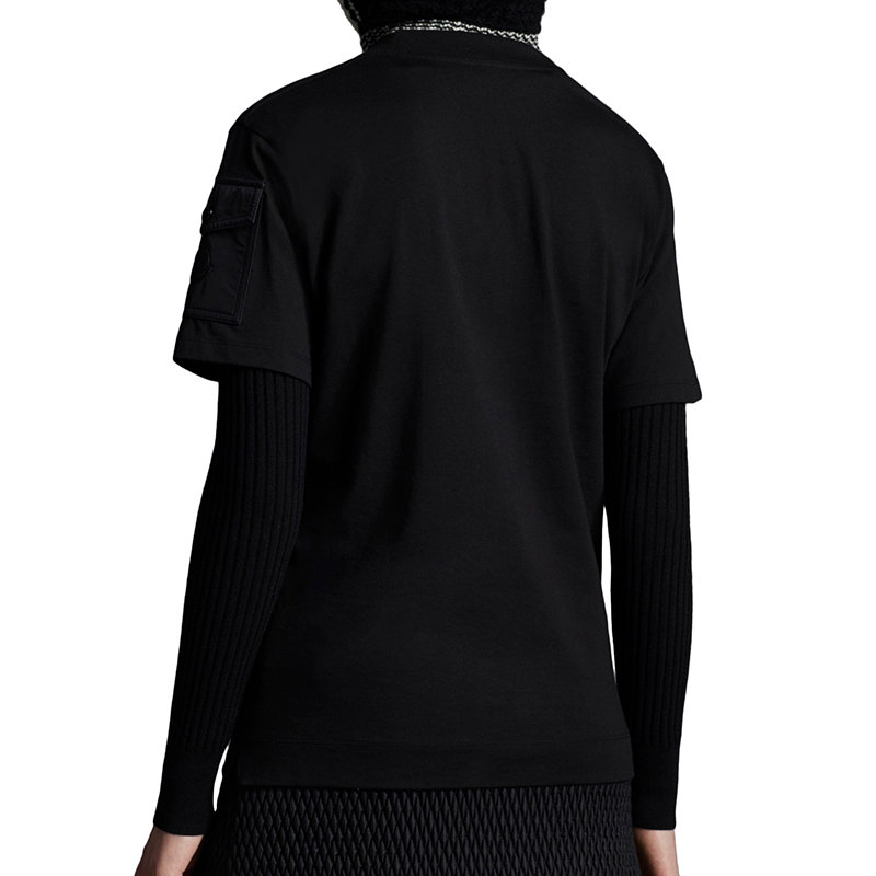 【预售3-7天】Moncler/蒙克莱 22年秋冬新款 女士黑色棉质针织面料短袖T恤H20938C00003829HP999商品第5张图片规格展示