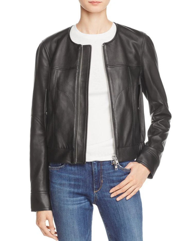 商品Theory|Theory Onorelle Leather Moto Jacket,价格¥3918,第1张图片