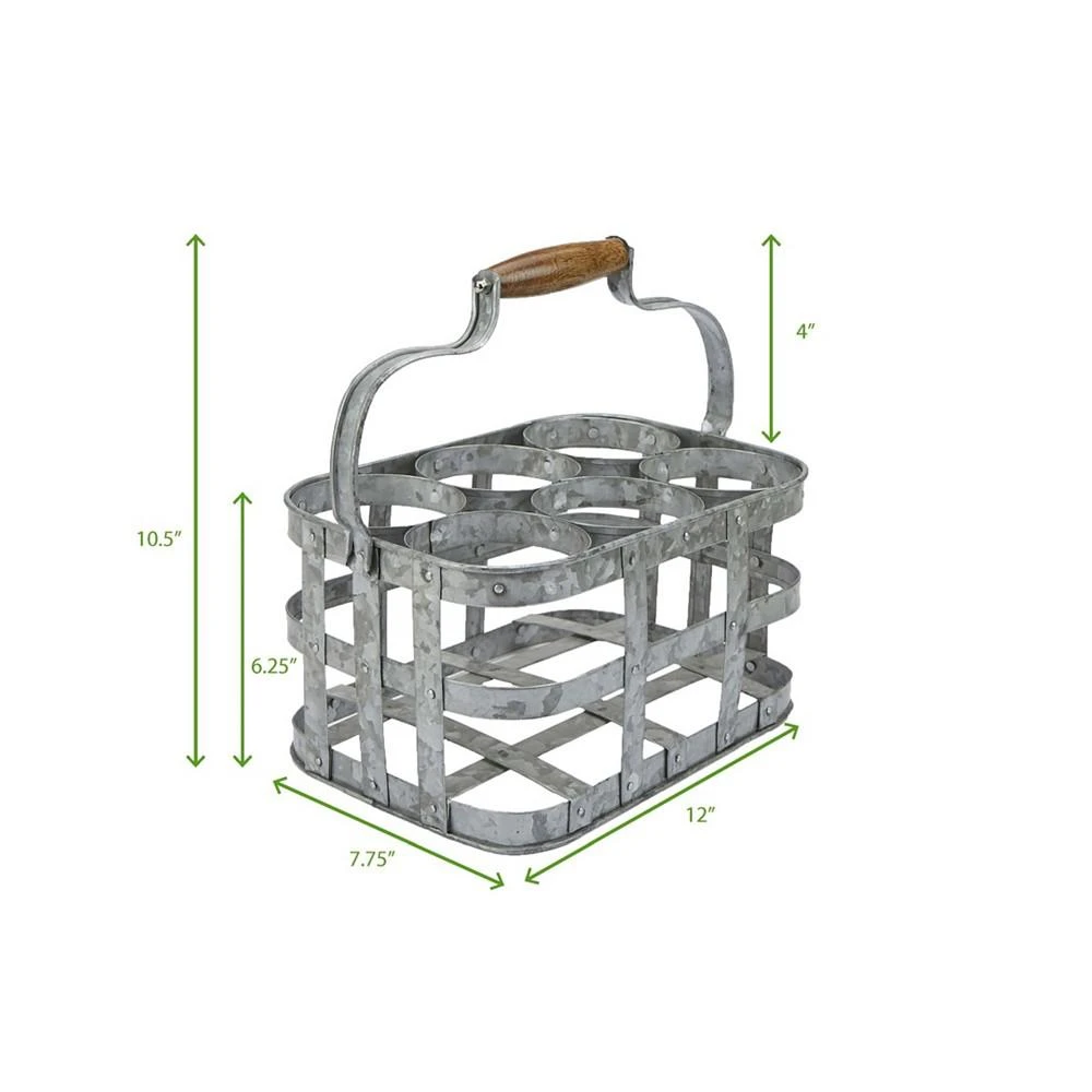商品Mind Reader|Rustic Farmhouse Bottle Carrier, 6 Wine Bottle Caddy,价格¥374,第2张图片详细描述