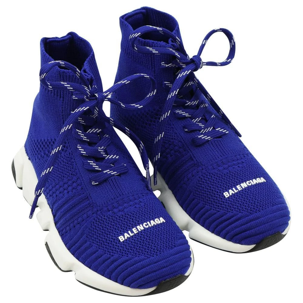 商品Balenciaga|Blue White & Black Lace Up Speed Trainers,价格¥2185,第2张图片详细描述