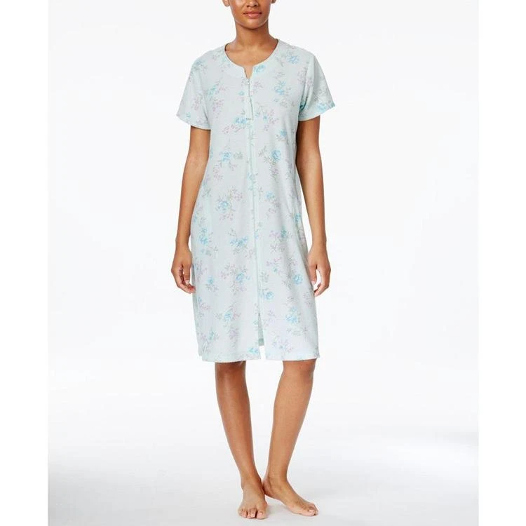 商品Miss Elaine|Zip-Front Printed Stretch Terry Short Robe,价格¥267,第2张图片详细描述