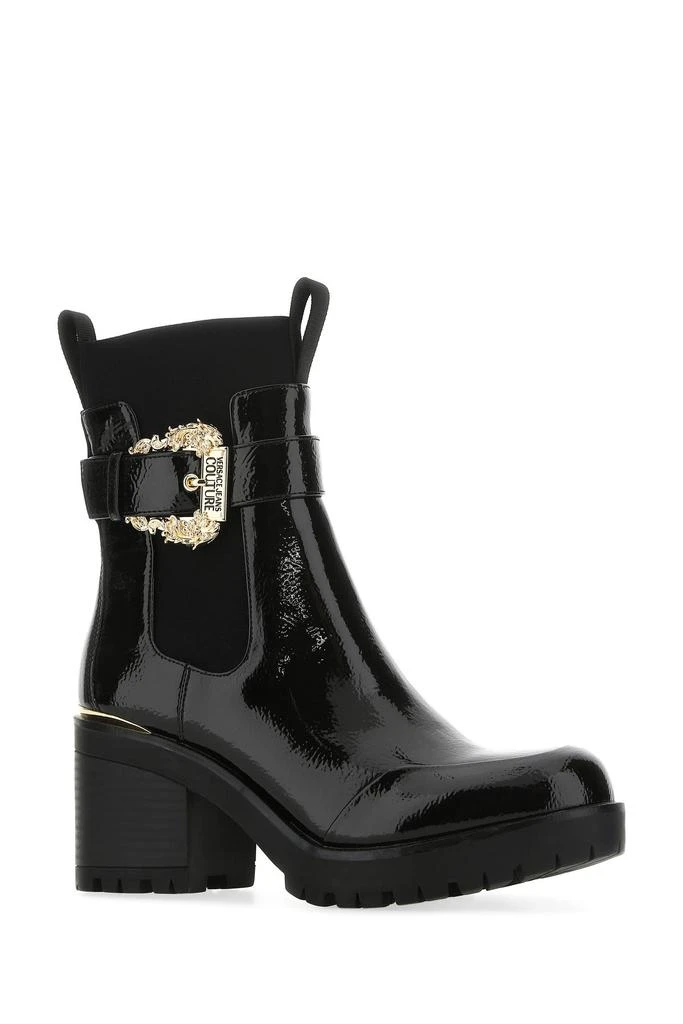商品Versace|Black synthetic leather ankle boots,价格¥801,第1张图片