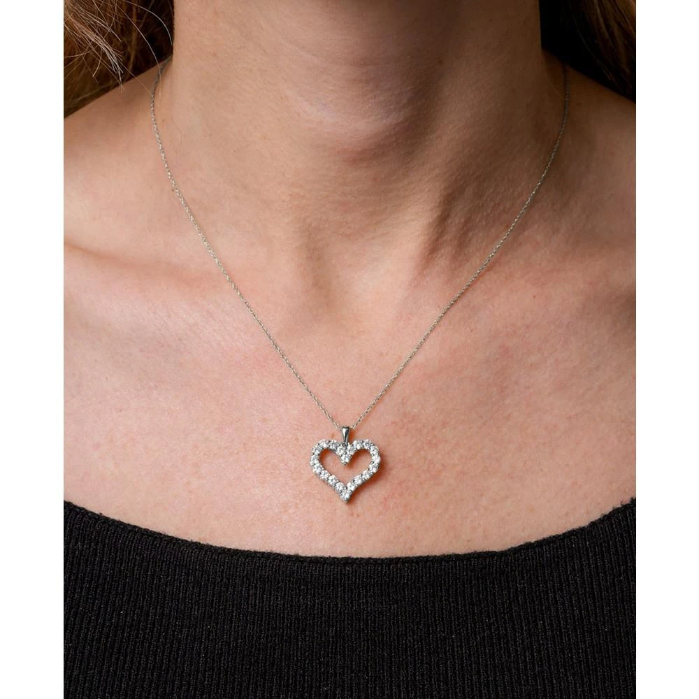 商品Macy's|Diamond Open Heart Pendant Necklace (1 ct. t.w.) in 14k Gold, 18" + 2" extender,价格¥8434,第2张图片详细描述