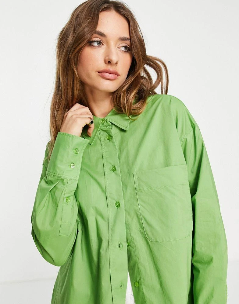 商品Mango|Mango oversized shirt in bright green,价格¥176,第3张图片详细描述