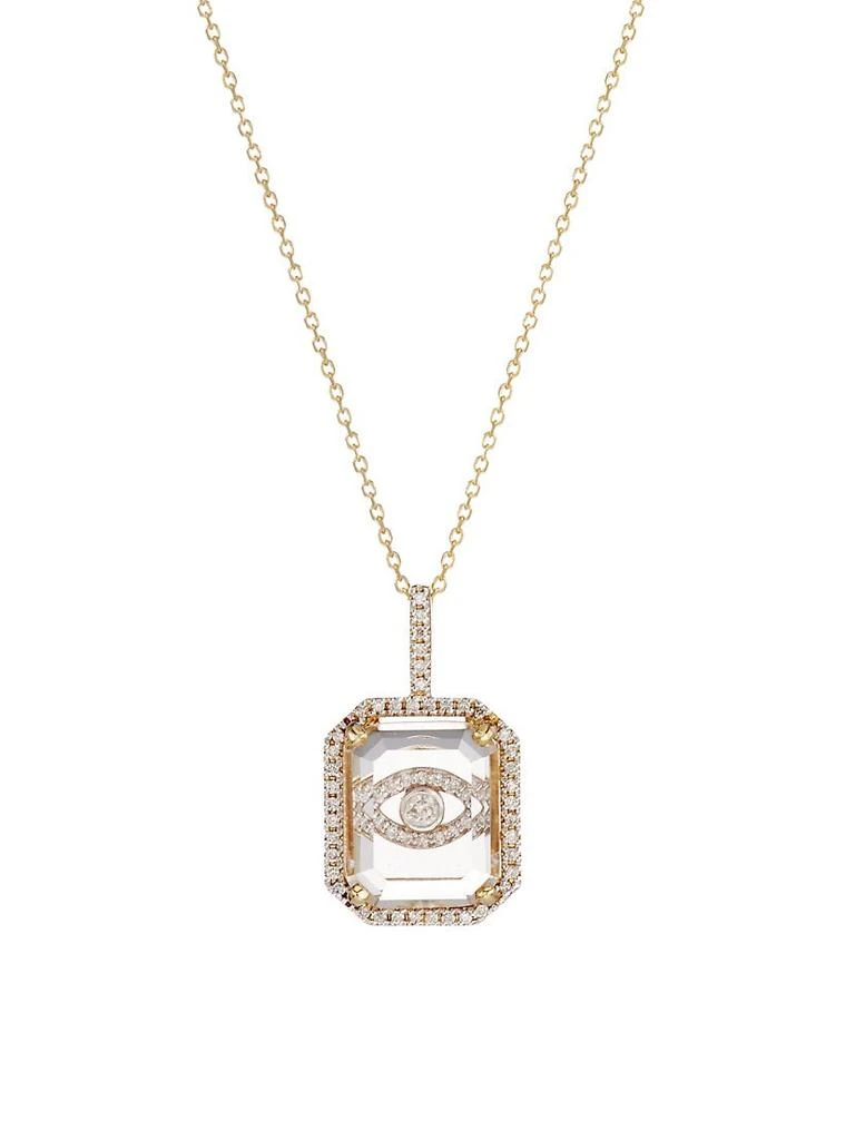 商品MATEO|14K Yellow Gold, Crystal Quartz & Diamond Evil Eye Pendant Necklace,价格¥16797,第1张图片