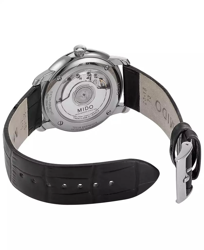 商品MIDO|Men's Swiss Automatic Baroncelli III Heritage Black Leather Strap Watch 39mm,价格¥7783,第4张图片详细描述