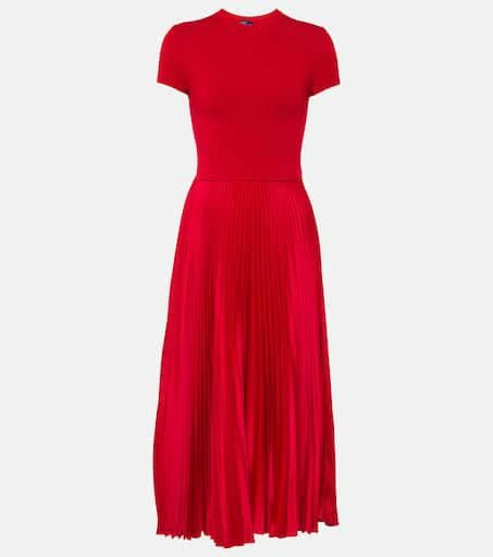 商品Ralph Lauren|褶裥羊毛混纺中长连衣裙,价格¥3518,第1张图片