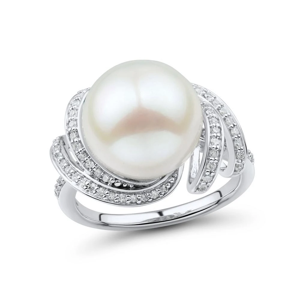 商品Macy's|White Ming Pearl (12mm) & Diamond (1/4 ct. t.w.) Ring in 14k White Gold,价格¥15988,第1张图片