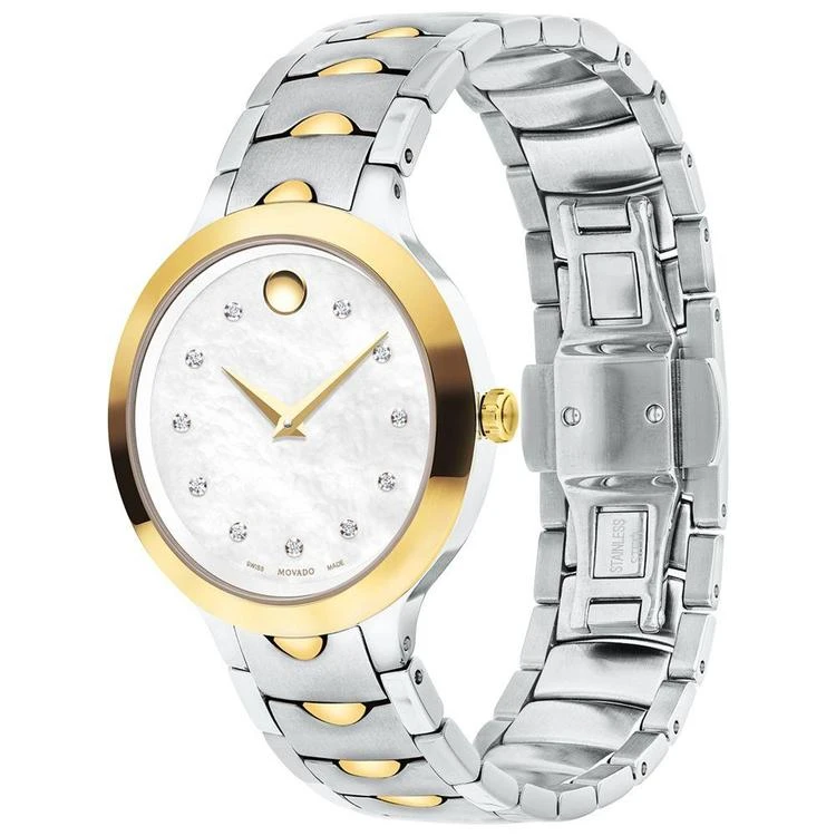 商品Movado|Women's Swiss Luno Diamond Accent Two-Tone Stainless Steel Bracelet Watch 32mm 0607056,价格¥7745,第2张图片详细描述