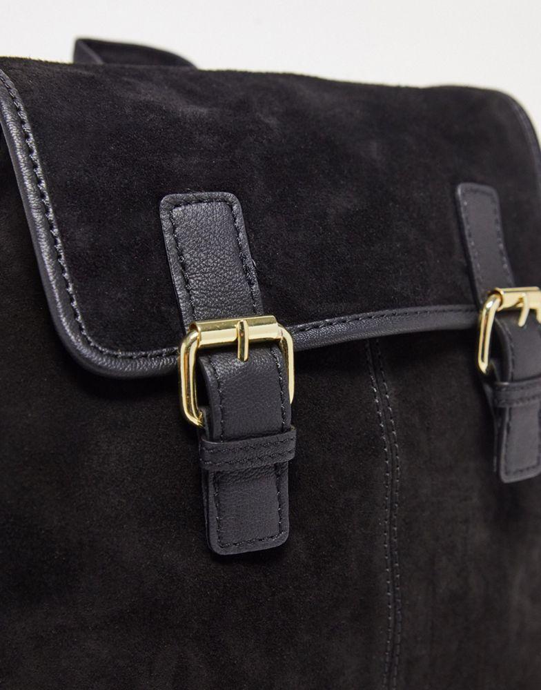 ASOS DESIGN suede backpack with buckles in black商品第3张图片规格展示